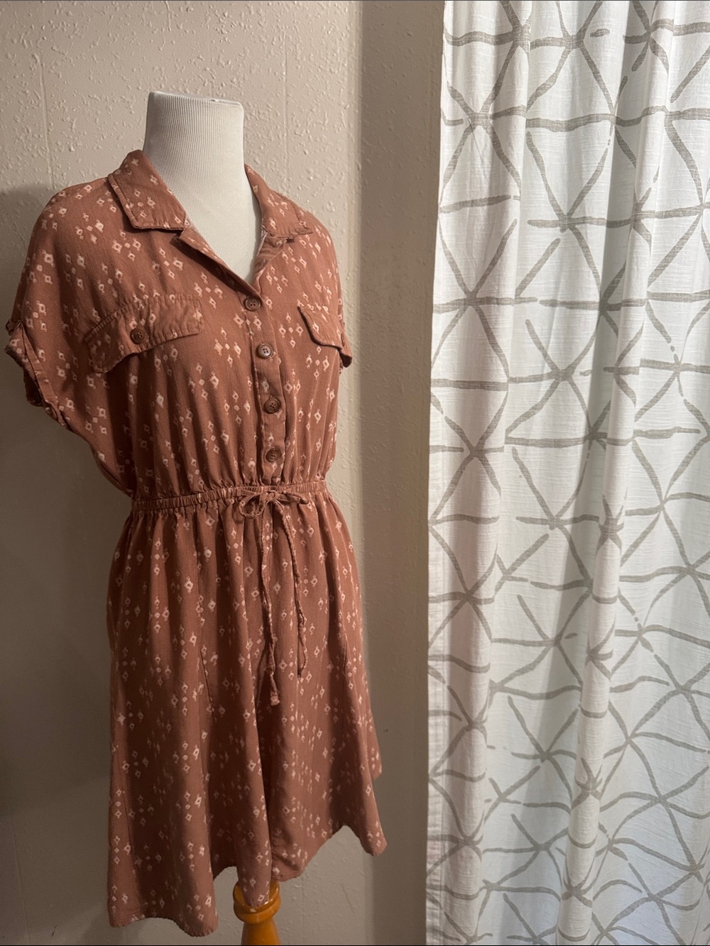 Lucky Brand Terra Cotta Short-Sleeve Button-Front Mini Dress - Picture 9 of 10